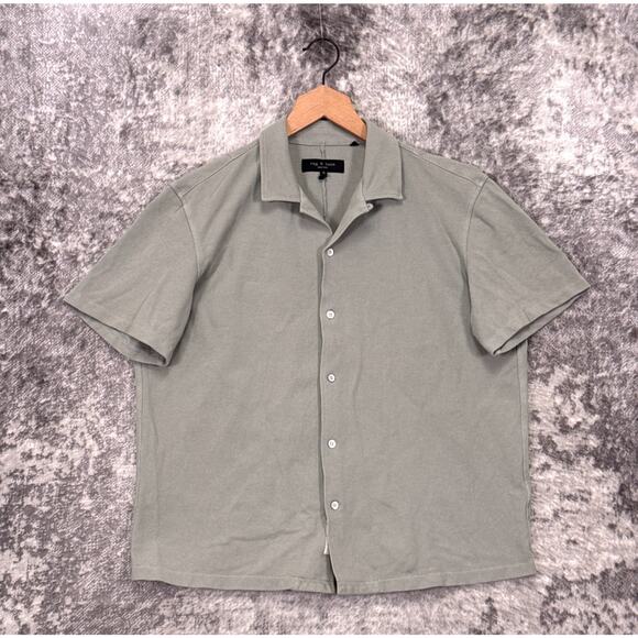 Rag & Bone Shirt Medium Mens Boxy Camp Collar Mesh Pique Button Down - Picture 1 of 7